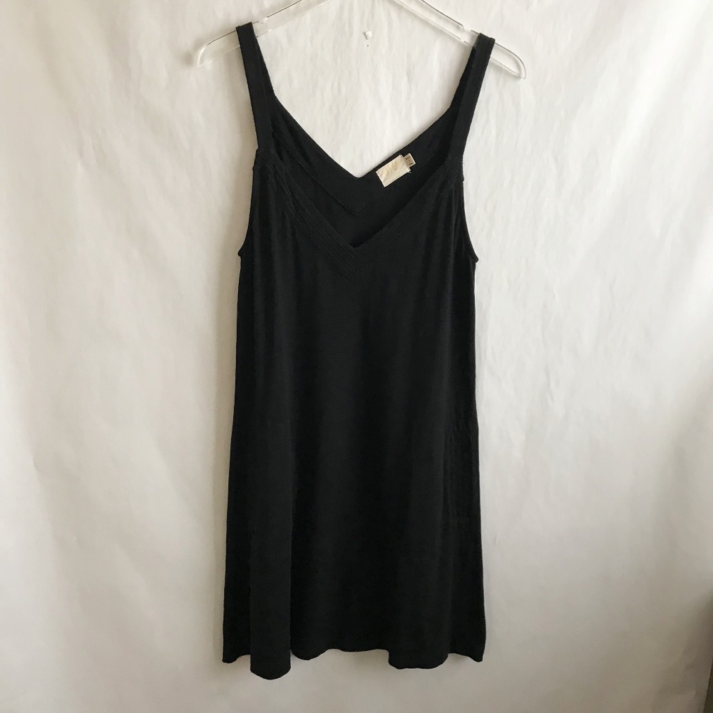 Nation Ltd Larkin Cotton Sleeveless Black V-Neck Mini Dress M Pockets Relaxed